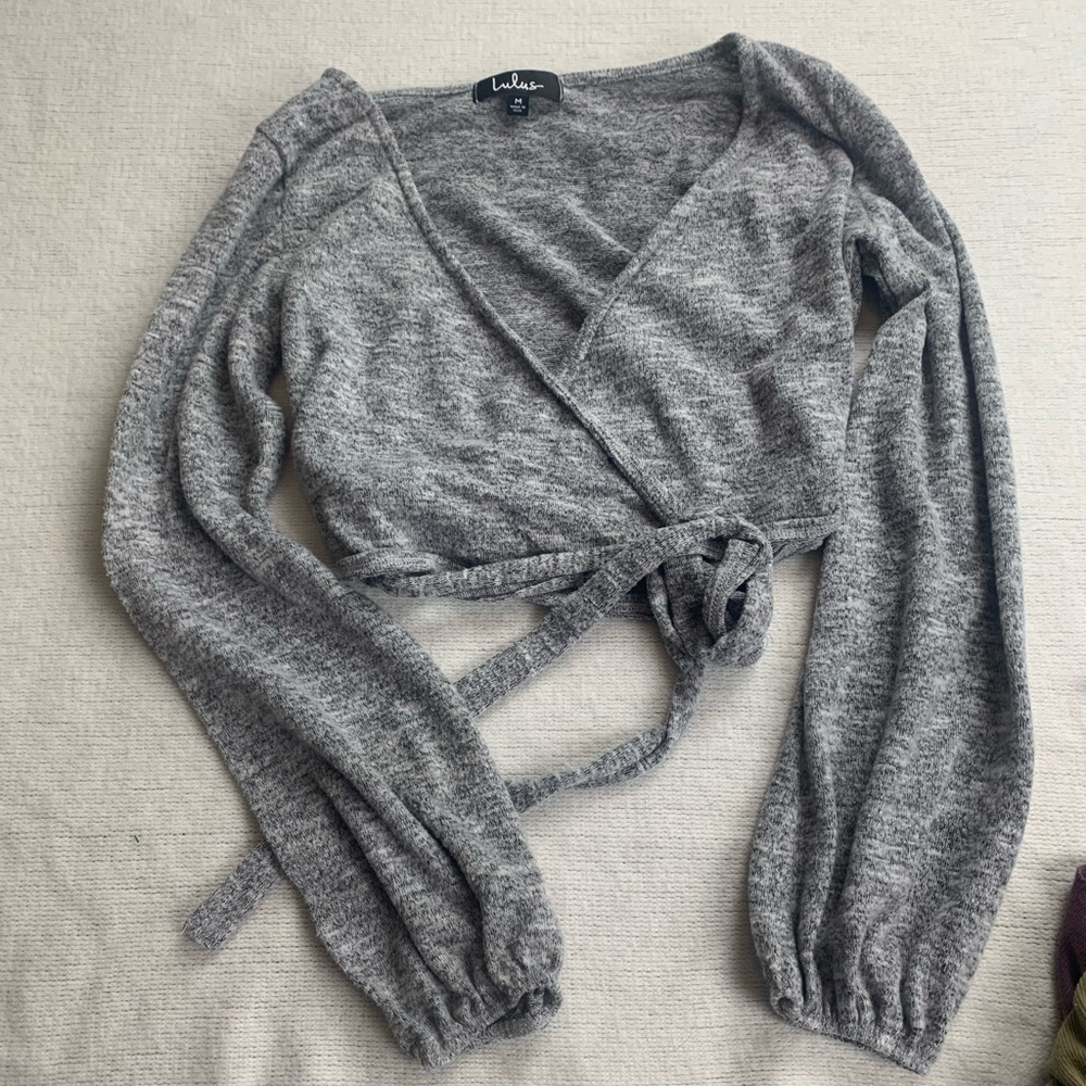 Grey Wrap Crop Top
